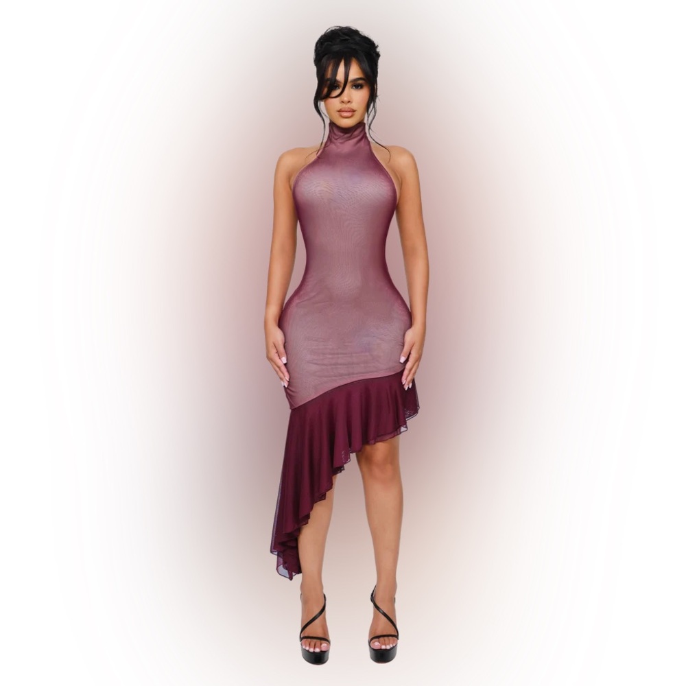 CALIRI RUFFLE MINI DRESS - SWEET BRUISE